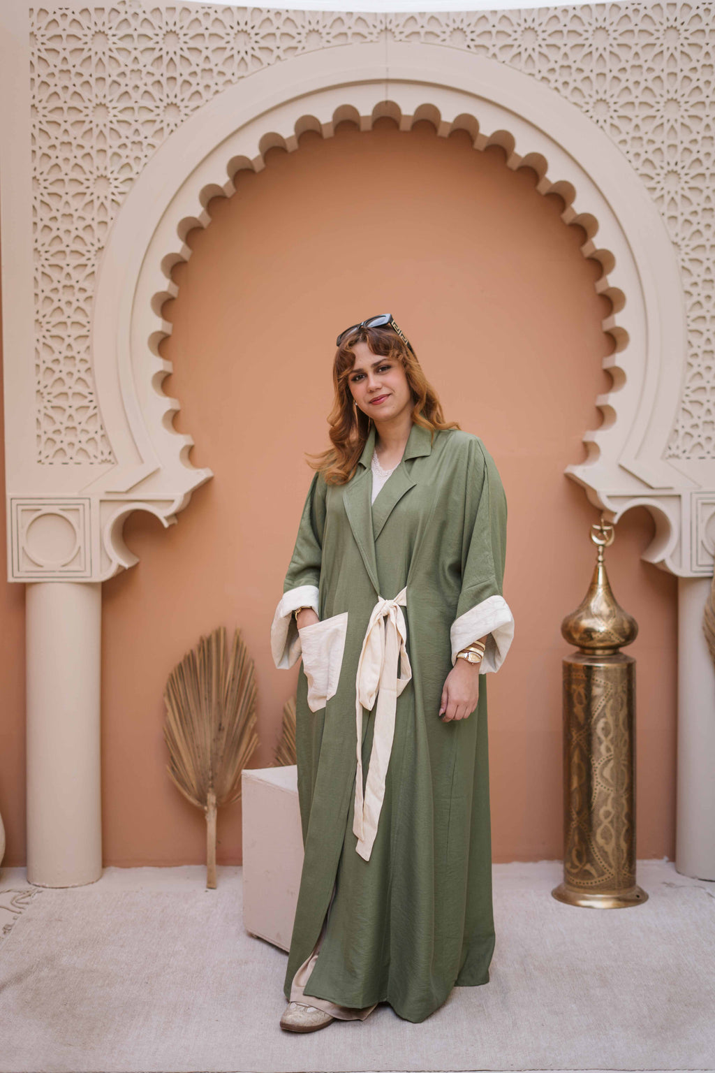 Minimal Wrap Abaya with Contrast Details