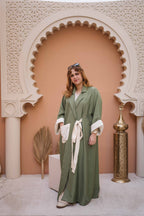 Minimal Wrap Abaya with Contrast Details