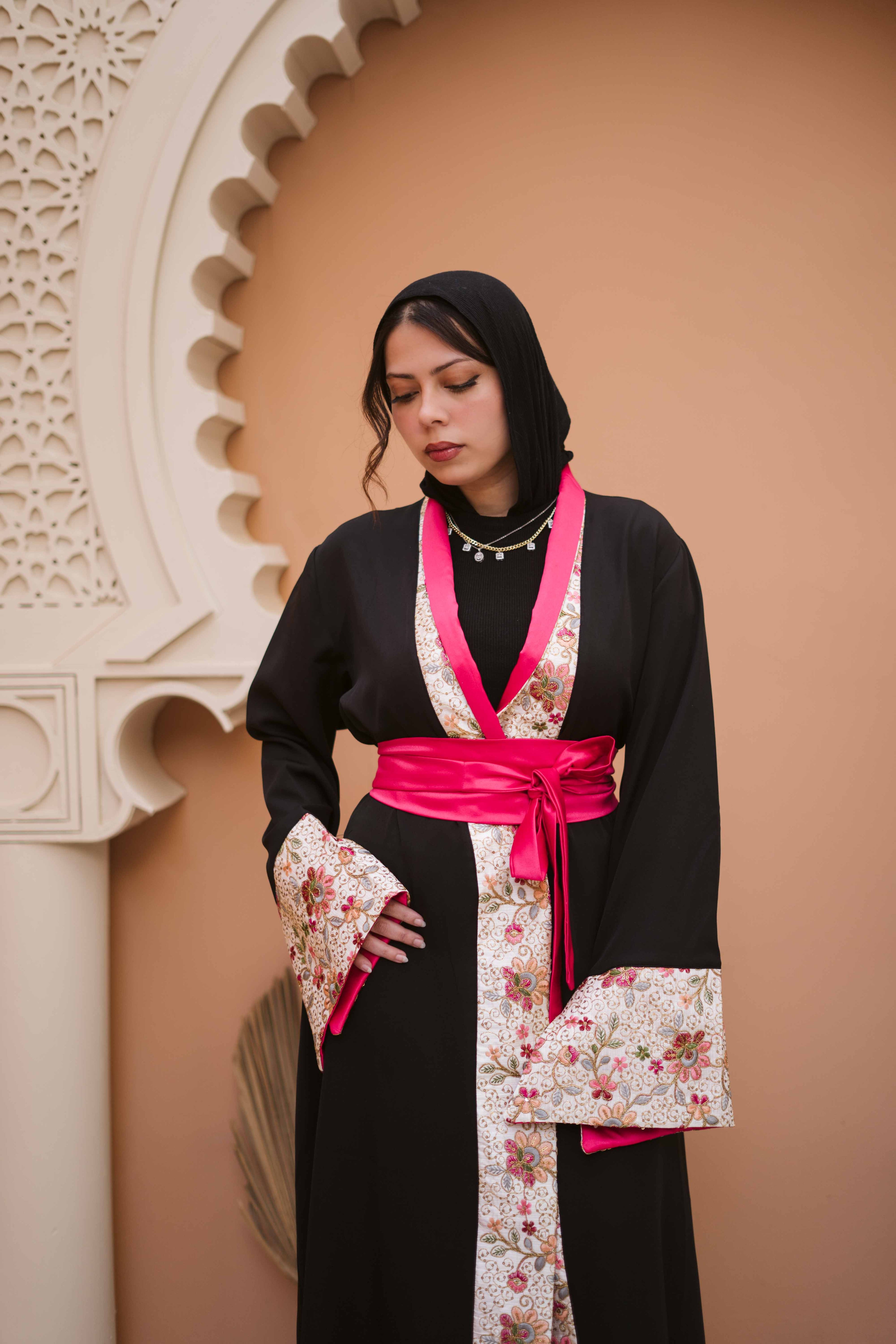 Midnight Bloom Kimono Abaya