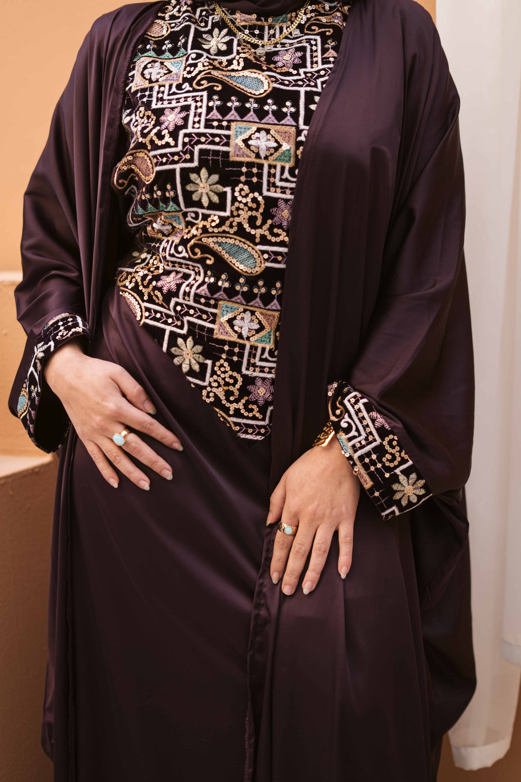 Imperial Mosaic Draped Abaya