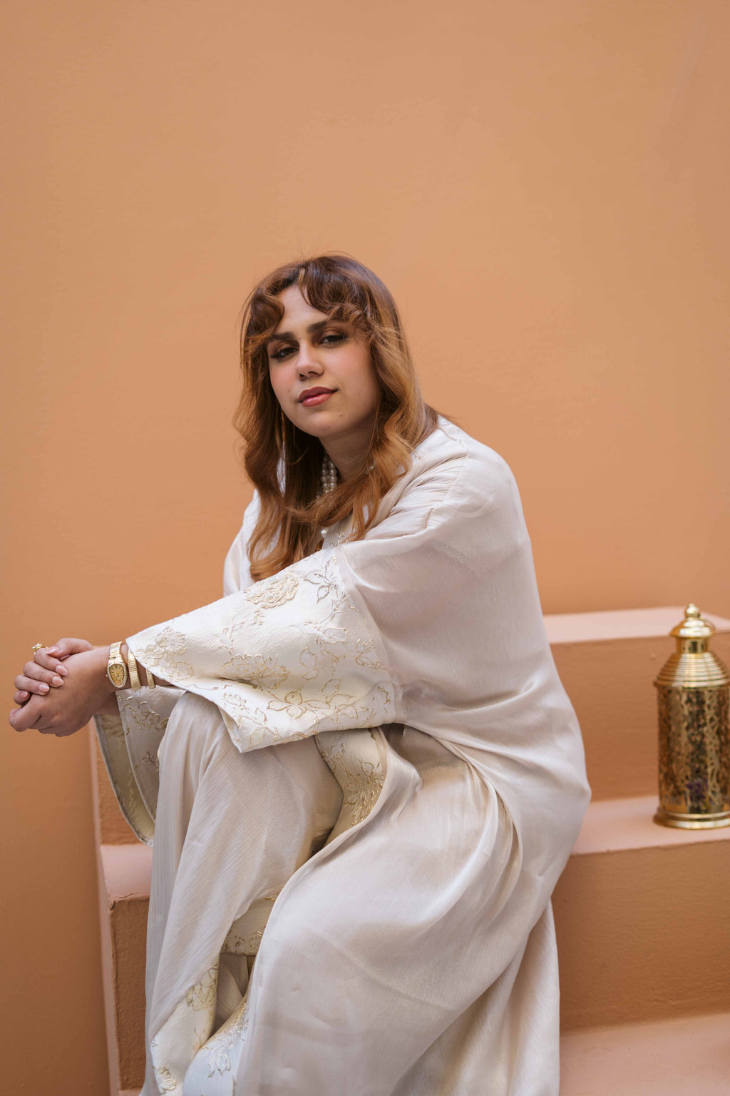 Ivory Bloom Embroidered Abaya