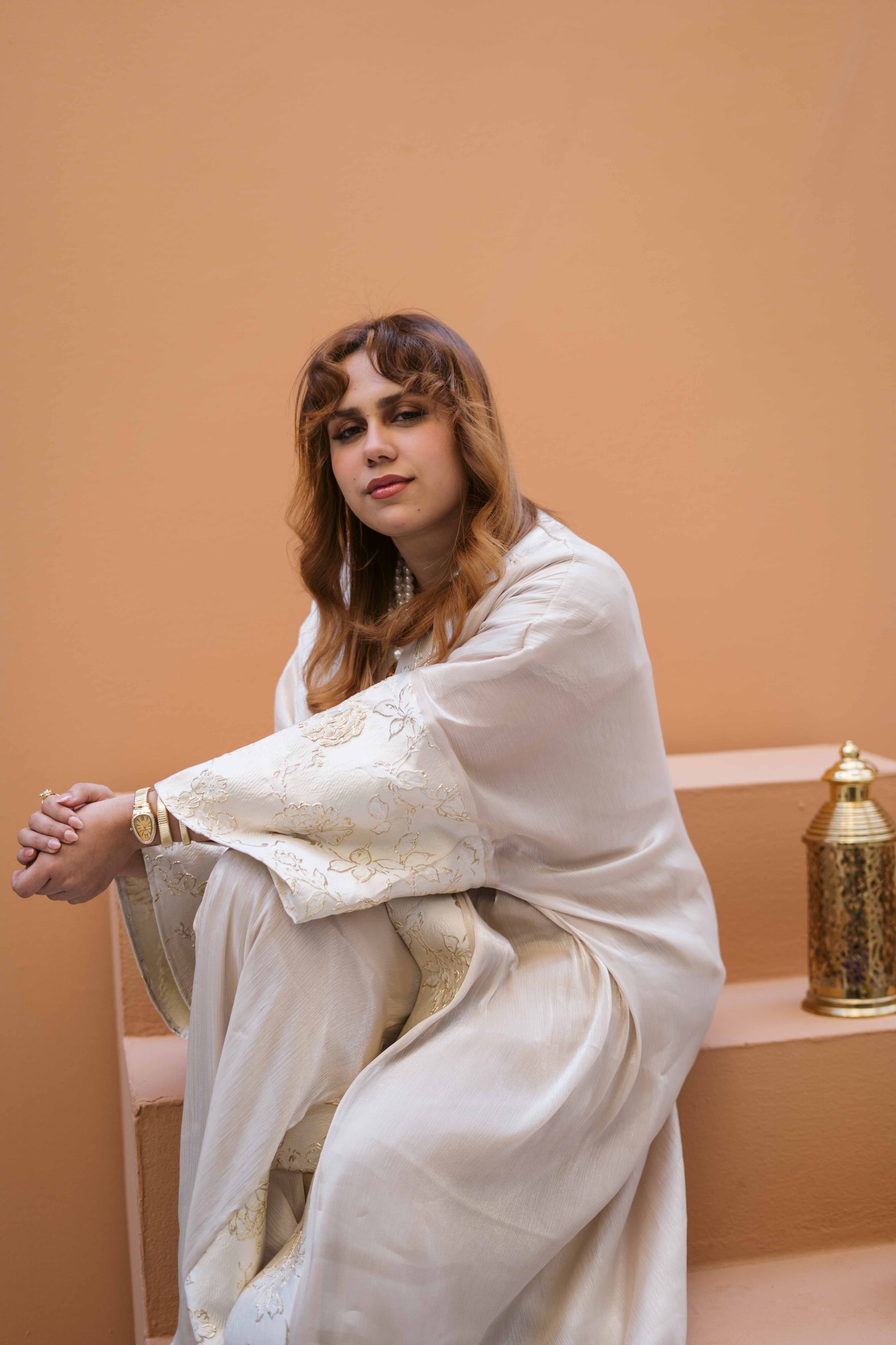 Ivory Bloom Embroidered Abaya