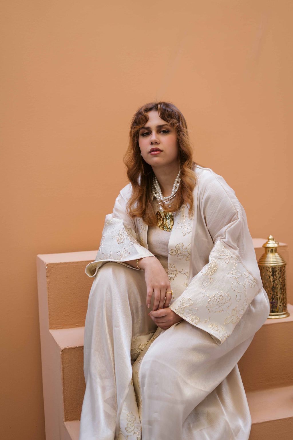 Ivory Bloom Embroidered Abaya