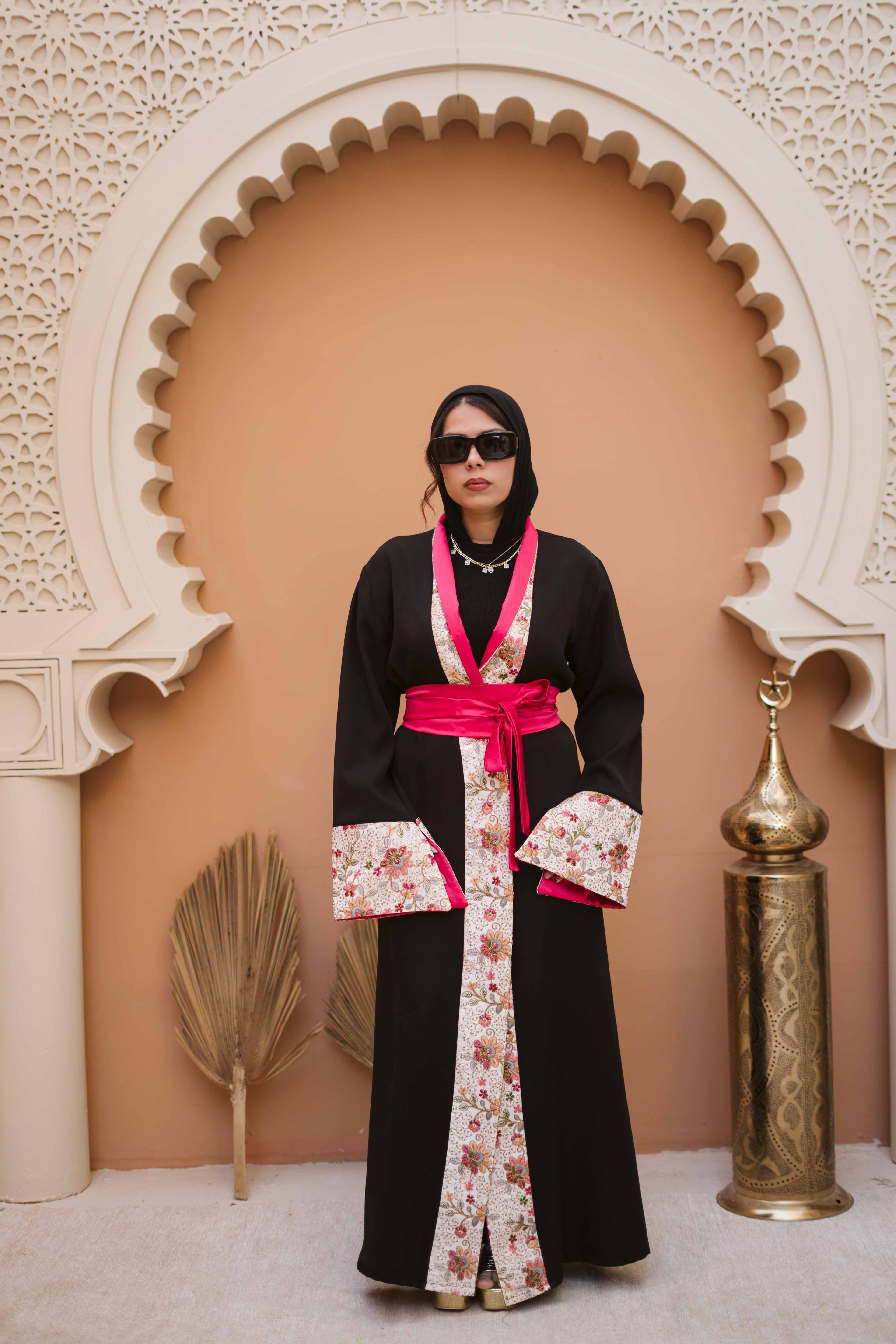 Midnight Bloom Kimono Abaya