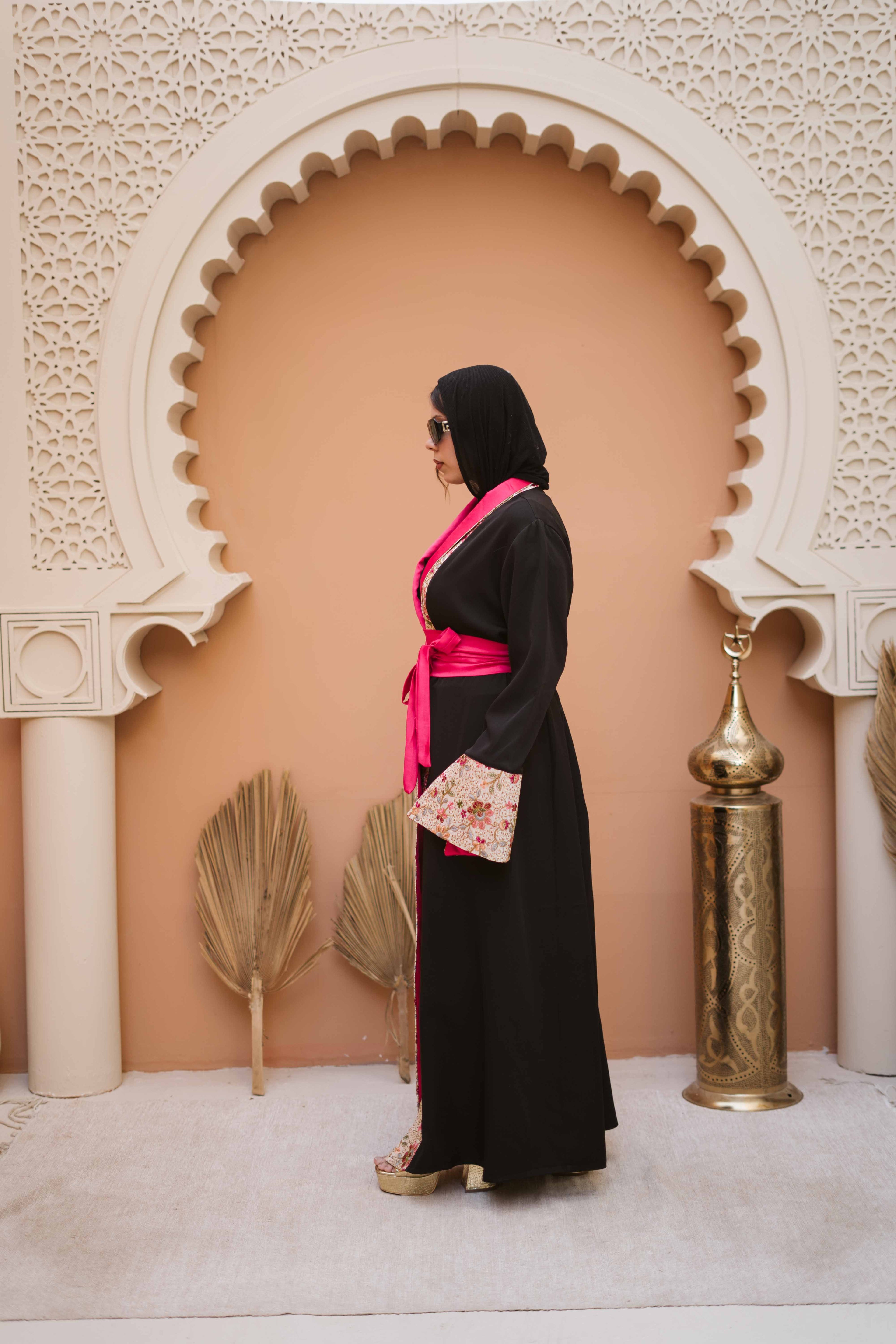 Midnight Bloom Kimono Abaya