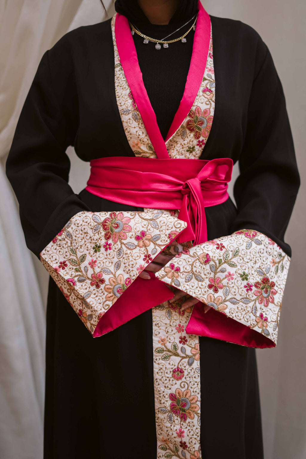 Midnight Bloom Kimono Abaya