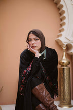 Velvet Noir Floral Scarf