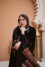 Velvet Noir Floral Scarf