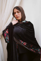 Velvet Noir Floral Scarf