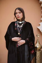 Velvet Noir Floral Scarf