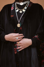 Velvet Noir Floral Scarf