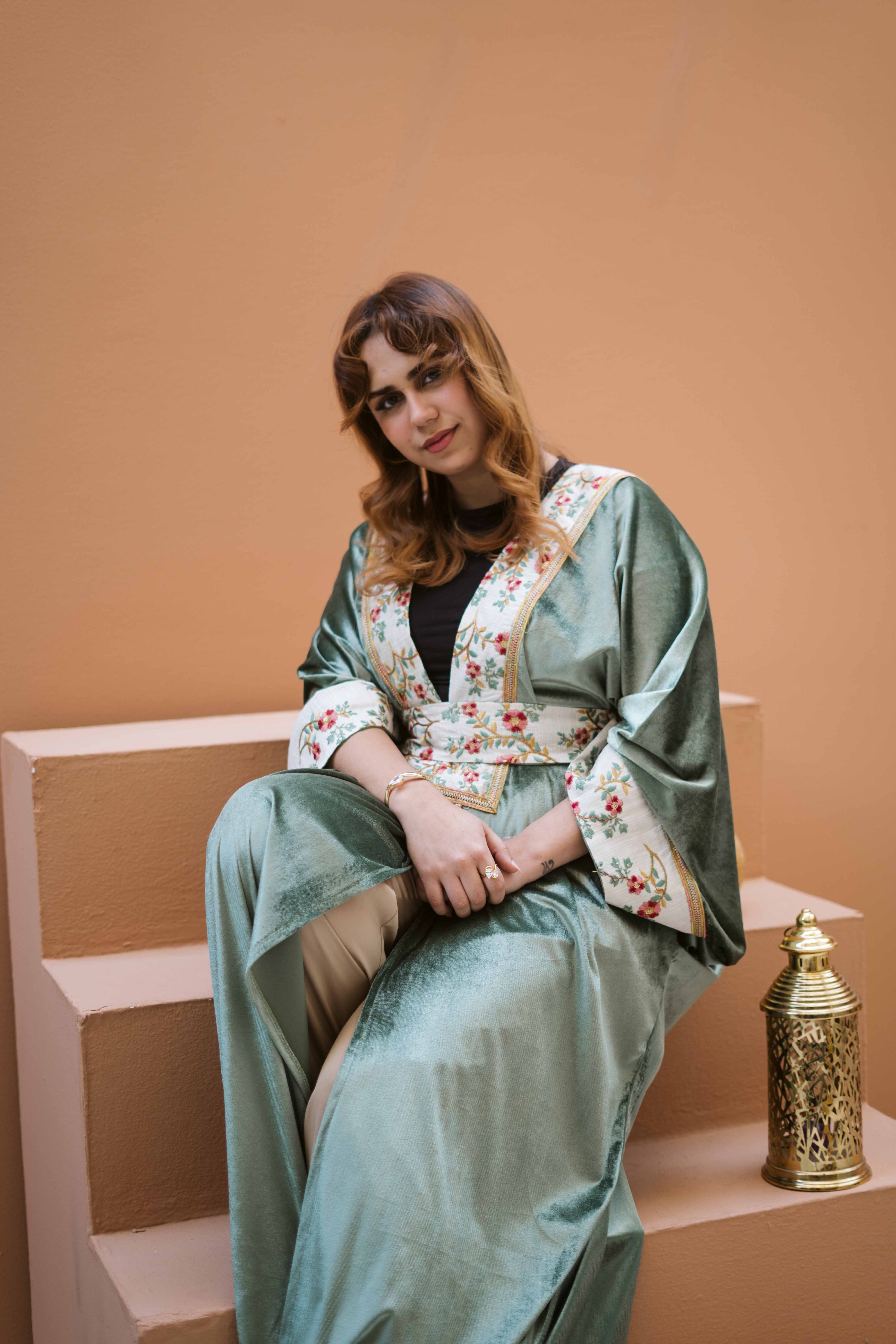 Royal Mosaic Draped Abaya